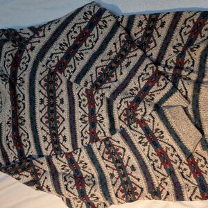 Marks & Spencer Cream Knit Sweater with Multicolor Fair Isle Detail